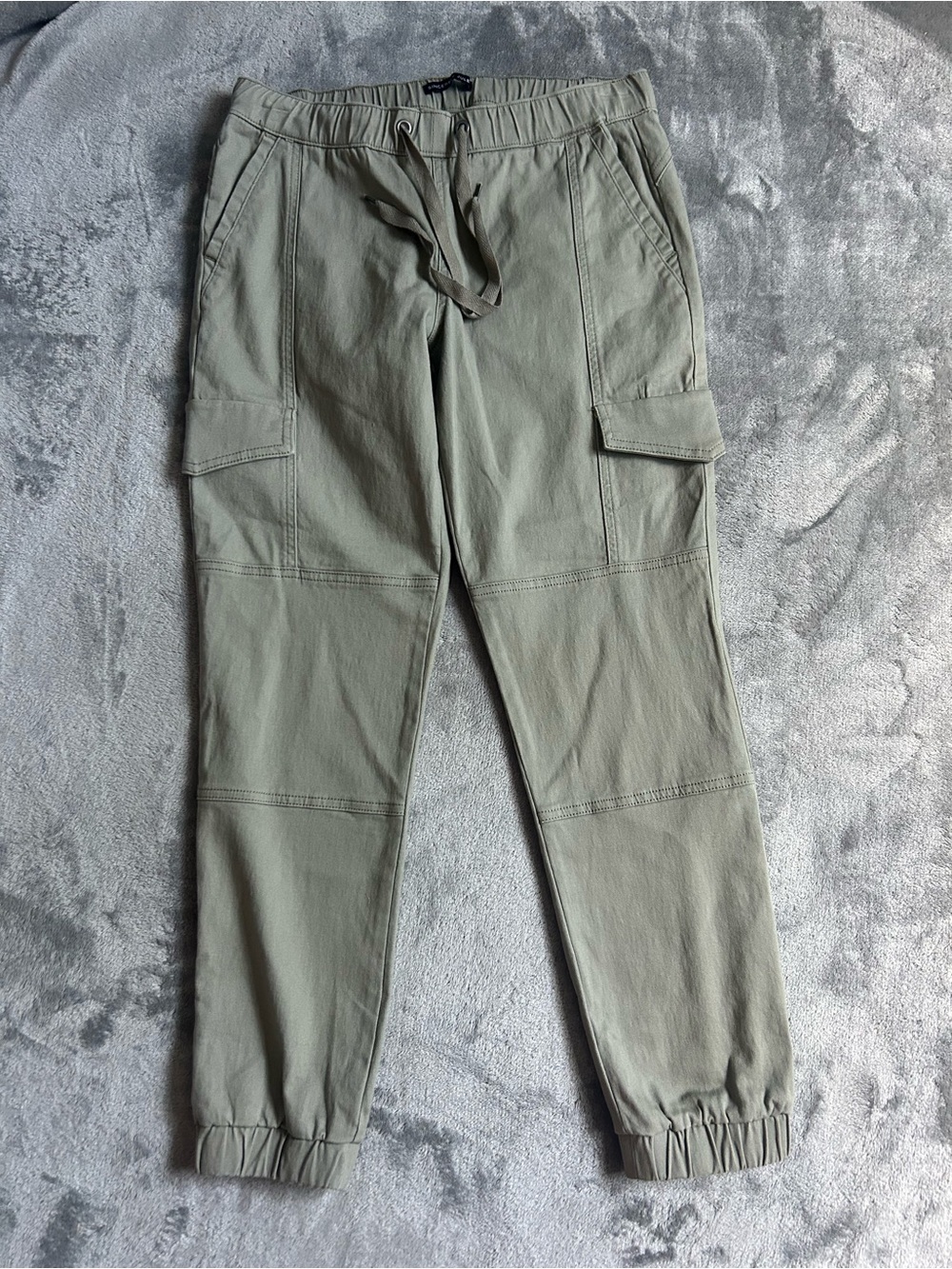 Women’s Olive Cargo Jogger Pants - Casual Drawstring Waist Size Medium